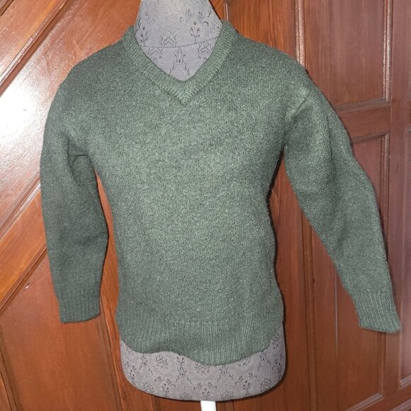 Abercrombie & Fitch Sm Medium Wool Sweater V-Neck Forest Green - Picture 1 of 6